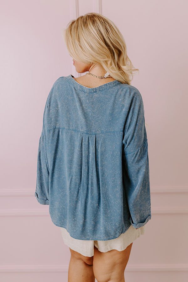 Ultimate Casual Brunch Mineral Wash Shift Top - Effortless Style