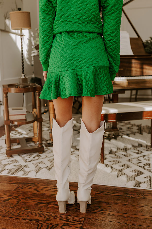 Premium Holiday Cocktails High Waist Quilted Mini Skirt