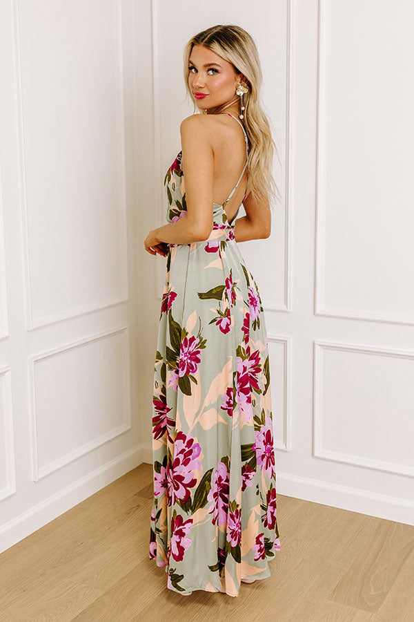 Premium Serendipity Floral Satin Maxi Dress