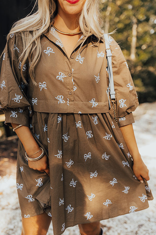 Ultimate Mocha Bow Mini Dress - Effortless Elegance