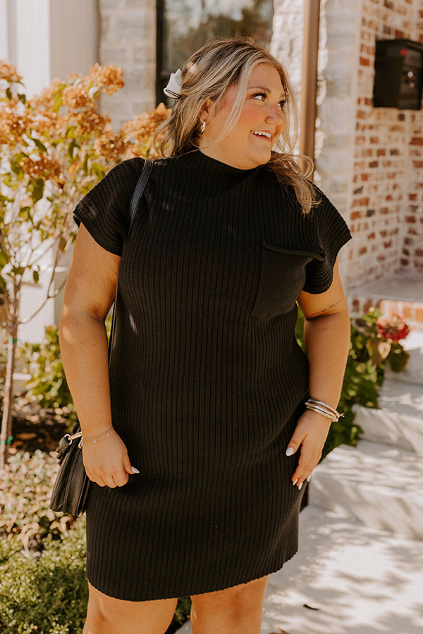 Premium Autumn Ribbed Sweater Dress - Black Curves Edition