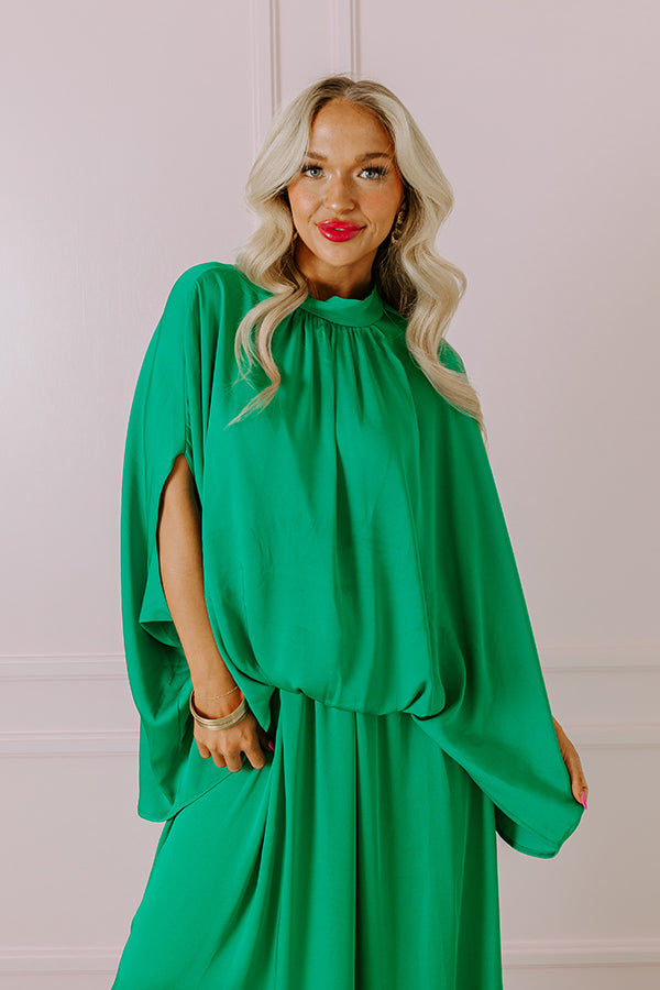 Premium Always With You Shift Top - Chic Green Satin