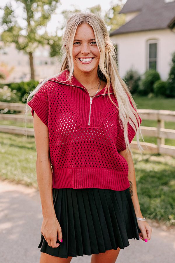 Premium Cozy Lifestyle Knit Top - Red