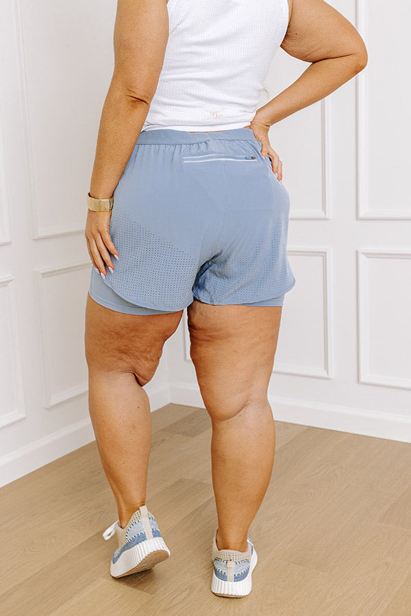 Premium Airy Blue Lightweight Jog Shorts for Plus Size Comfort