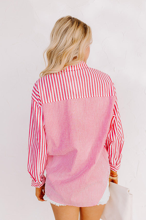 Premium Hot Pink Boating Stripe Shirt - Ultimate Water-Ready Style