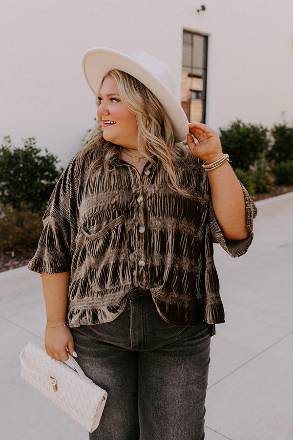Premium Roman Holiday Velvet Top - Martini Olive Curves