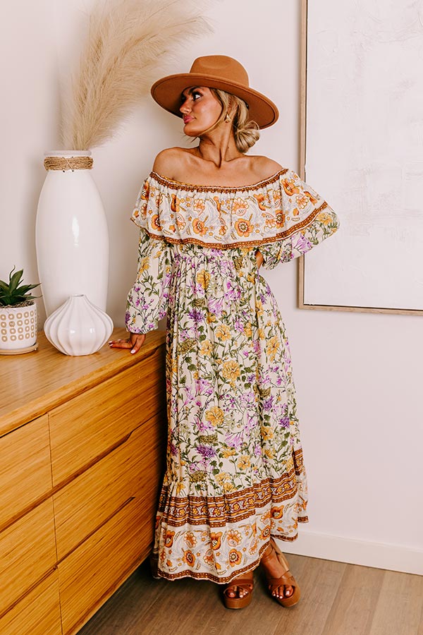 Ultimate Blooming Meadow Floral Maxi Dress in Cream