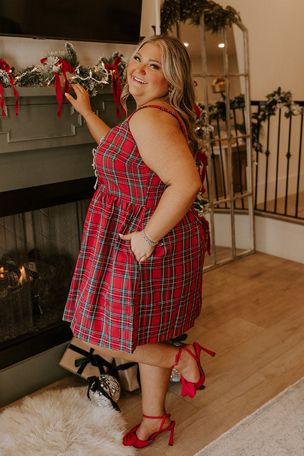 Premium Mistletoe Plaid Mini Dress - Ultimate Holiday Glam