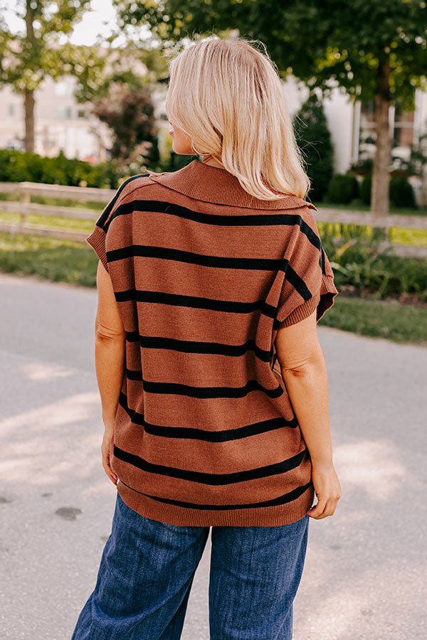 Premium Pumpkin Spice Striped Sleeveless Top