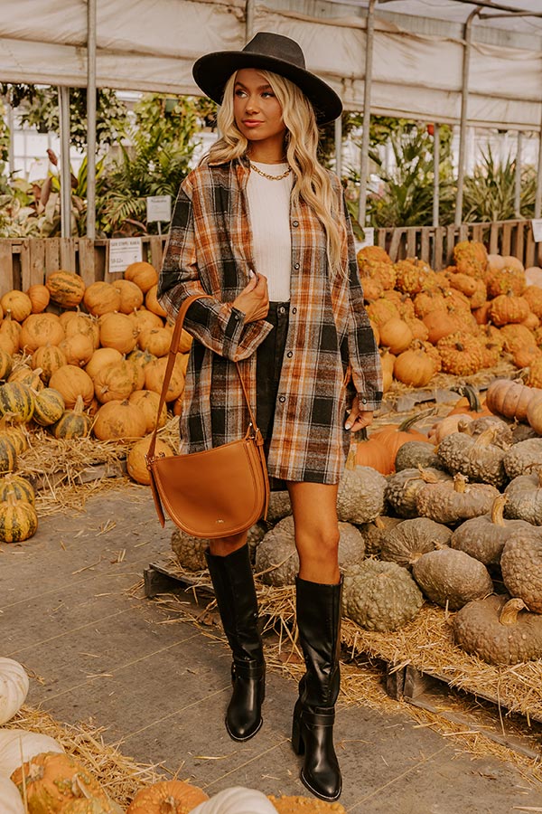 Premium Peppermint Kisses Flannel Tunic Dress - Black Plaid
