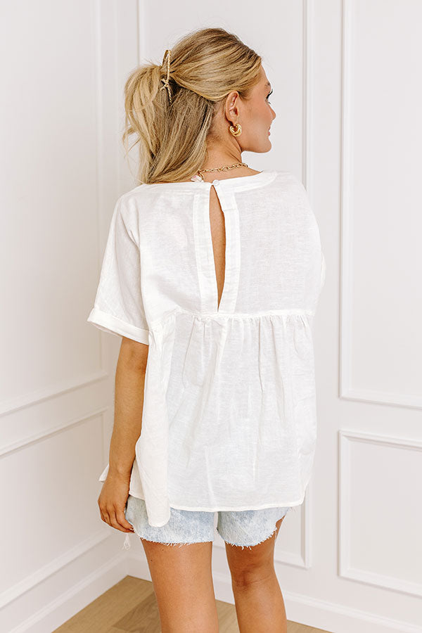 Premium Greek Isles Linen-Blend Babydoll Top - Ultimate Summer Style