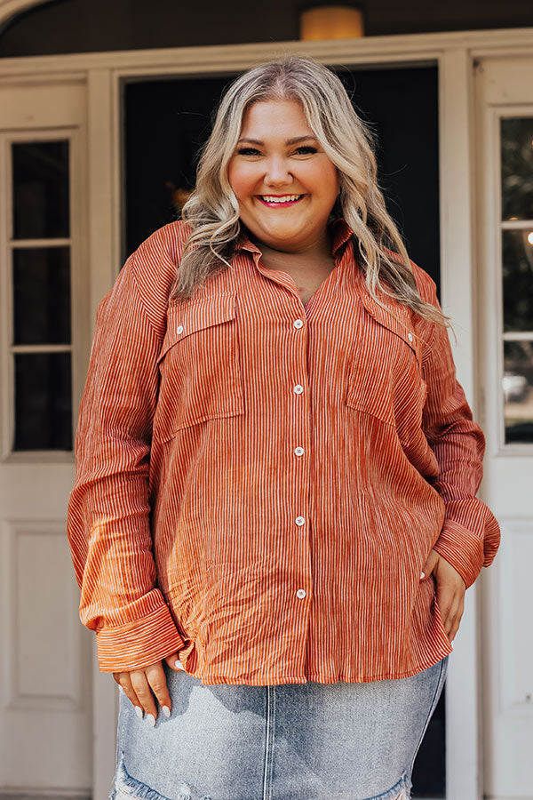 Premium Rust Stripes Shift Top – Ultimate Comfort for Curves