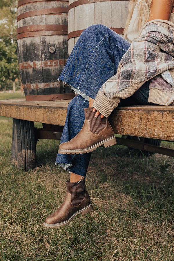 Premium Chestnut Faux Leather Bootie - Ultimate Comfort & Style