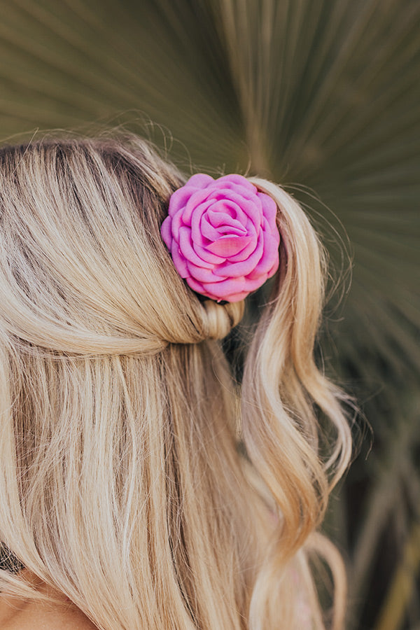 Premium Lush Blooms Hair Claw Clip - Pink Floral Design