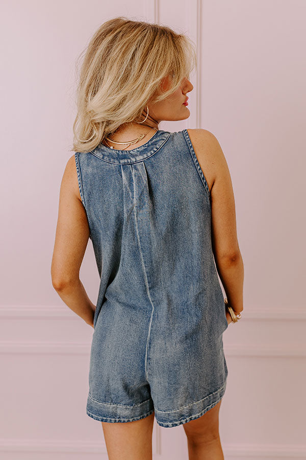 Ultimate Urban Chic Denim Romper - Dark Wash Edition