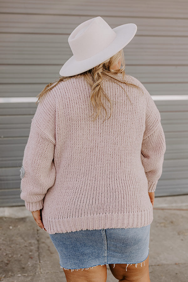 Premium Wine Country Knit Sweater with Floral Charm