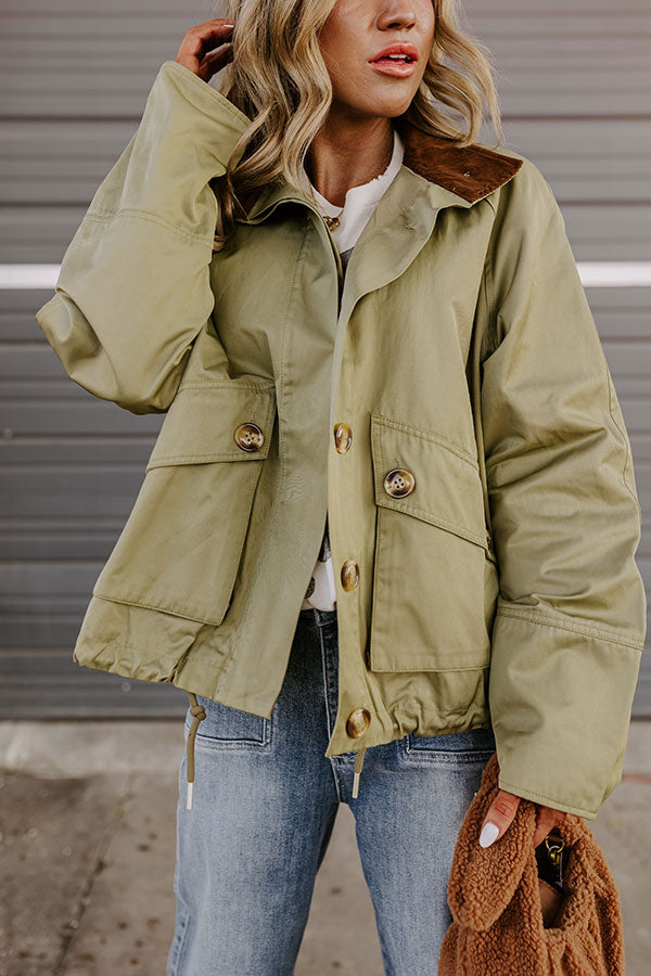 Ultimate Crisp Mornings Cargo Jacket in Sage – Premium Comfort & Style