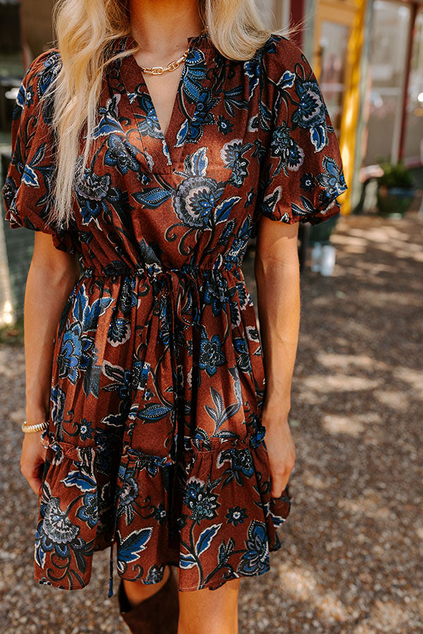 Premium Autumn Aura Floral Mini Dress - Ultimate Fall Style