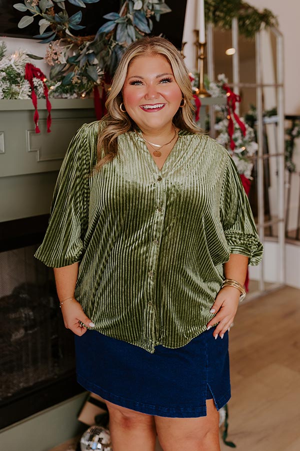 Premium Velvet Button-Up Curves Top - Fall Luxe Edition