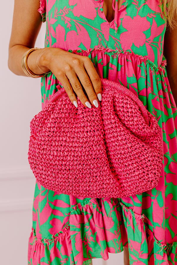 Ultimate Coral Cove Woven Crossbody Bag in Hot Pink - Trendy & Spacious