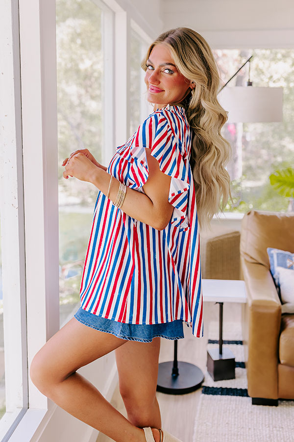 Premium Smiles & Stripes Summer Shift Top