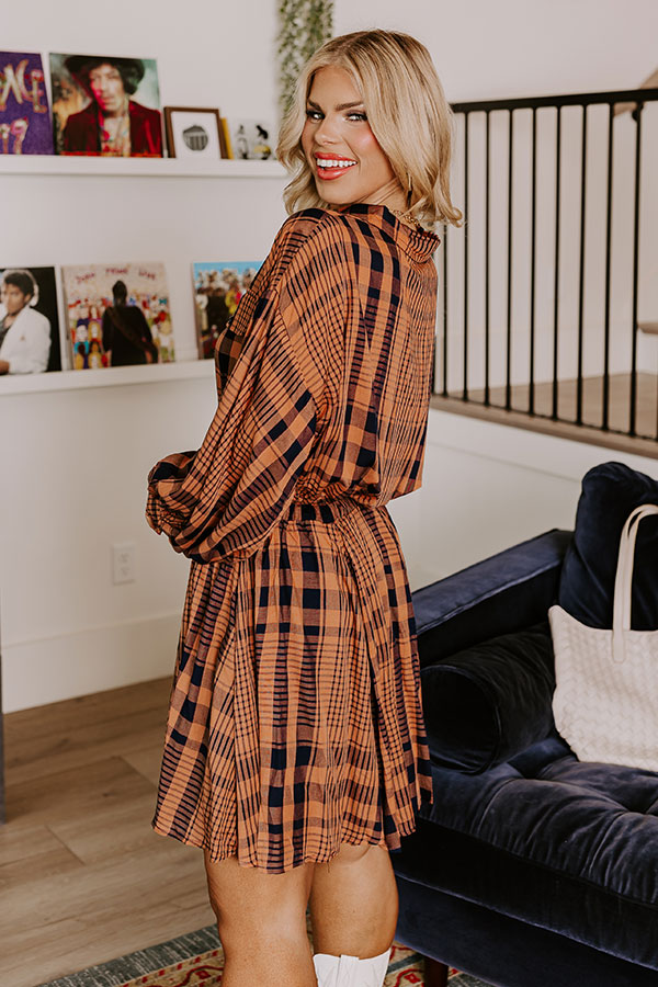 Premium Seasonal Shift Plaid Dress for Curves