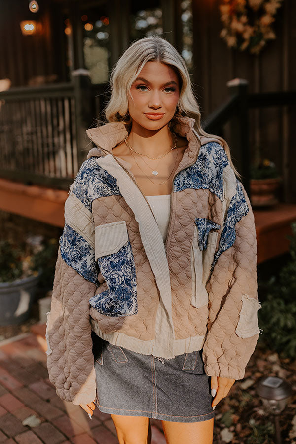 Premium Cozy Couture Quilted Jacket in Warm Taupe - Ultimate Fall Essential