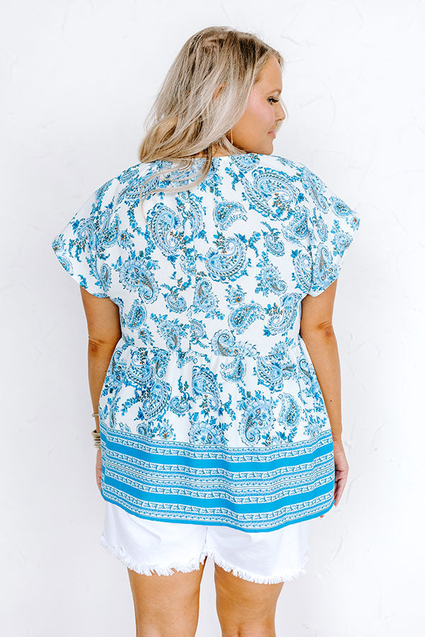 Premium Blossom Boulevard Babydoll Top - Blue Curves Collection