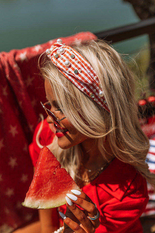Premium Orange Embellished Headband - Stylish & Lightweight