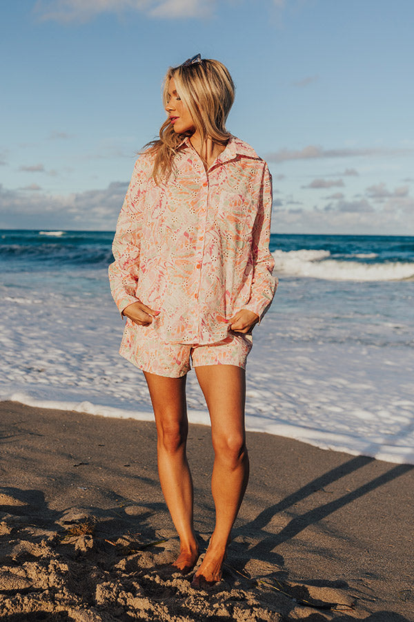 Premium Summer Mirage Eyelet Button-Up Shirt