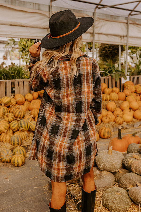 Premium Peppermint Kisses Flannel Tunic Dress - Black Plaid