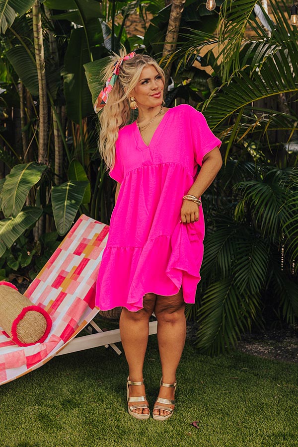 Ultimate Cool Cruise Shift Dress - Hot Pink Curves