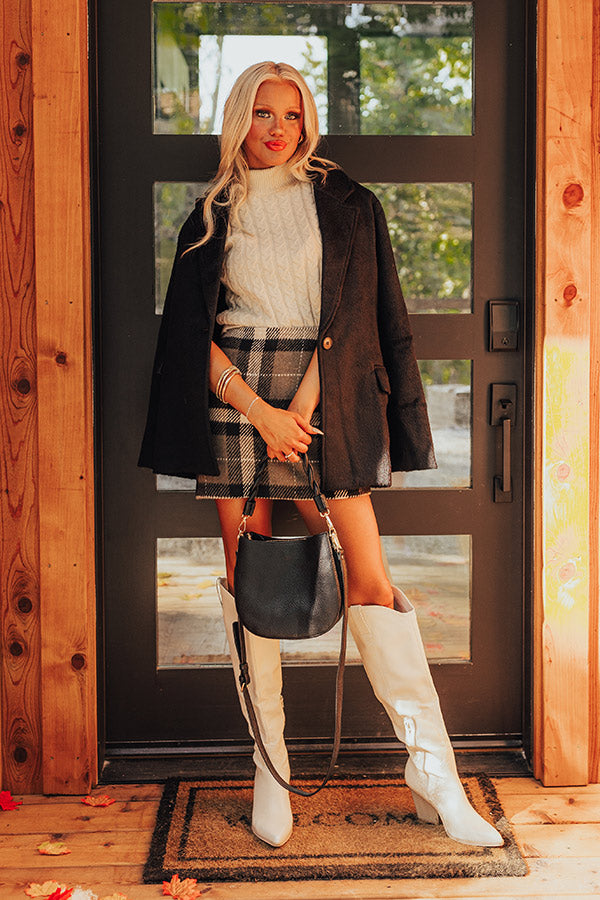 Premium Hadley High Waist Plaid Skirt - Dark Taupe | Ultimate Fall Style