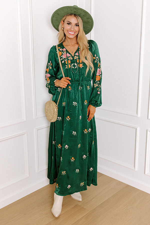 Premium Whispering Sweet Nothings Maxi Dress in Hunter Green