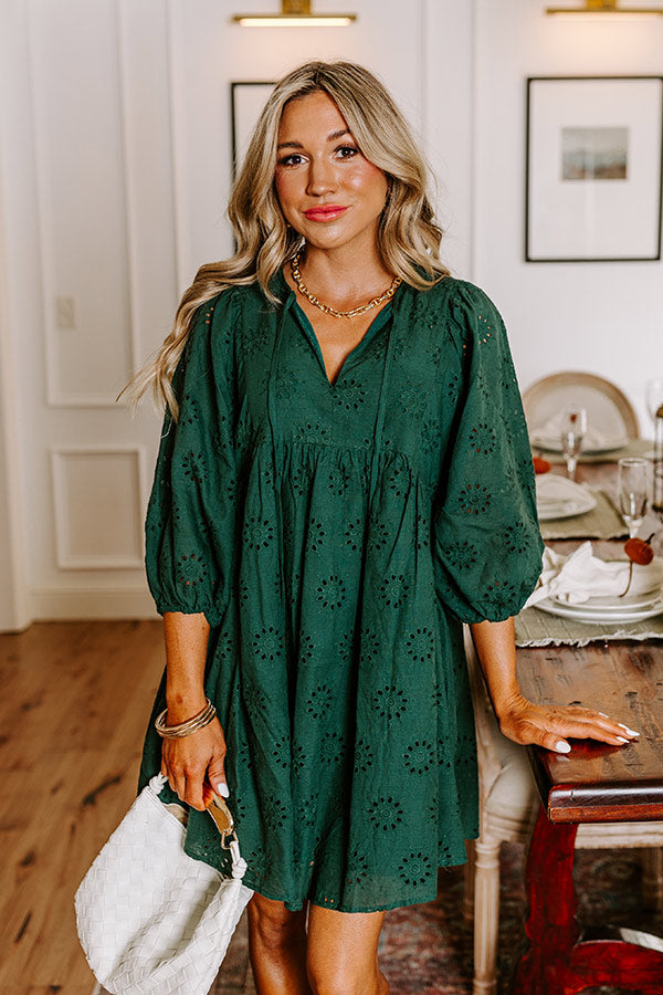 Premium Hunter Green Eyelet Mini Dress | Ultimate Chic Style