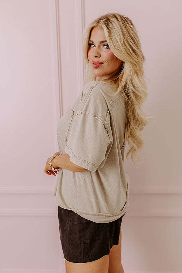 Premium Mineral Wash Tee: Relaxed Fit with Curved Hem