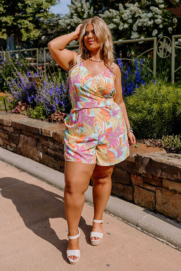 Ultimate Tropical Romper for Curves - Amalfi Coast Style