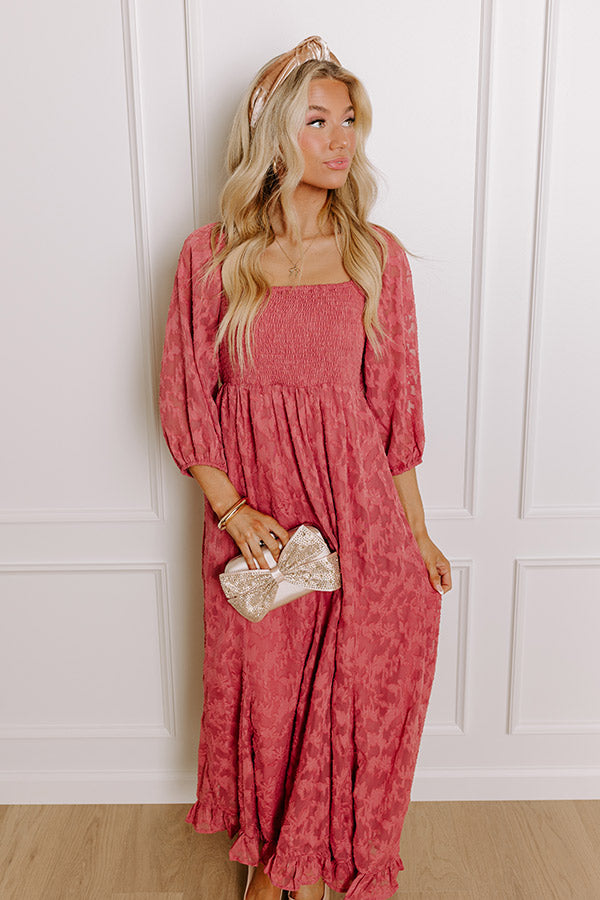 Ultimate Rustic Rose Jacquard Maxi Dress – Embrace Everyday Elegance