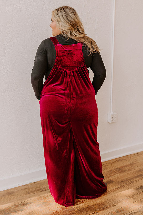 Premium Holiday Cheer Velvet Jumpsuit in Wine - Ultimate Curves Edition