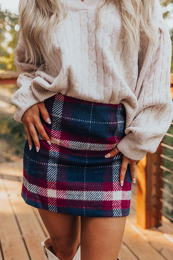 Premium Hadley High Waist Plaid Skirt in Navy - Ultimate Style Upgrade