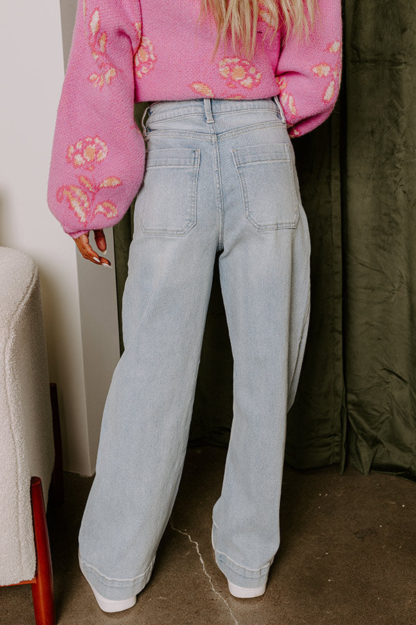 Premium High Waist Cargo Jeans by Just USA – Light Wash Denim