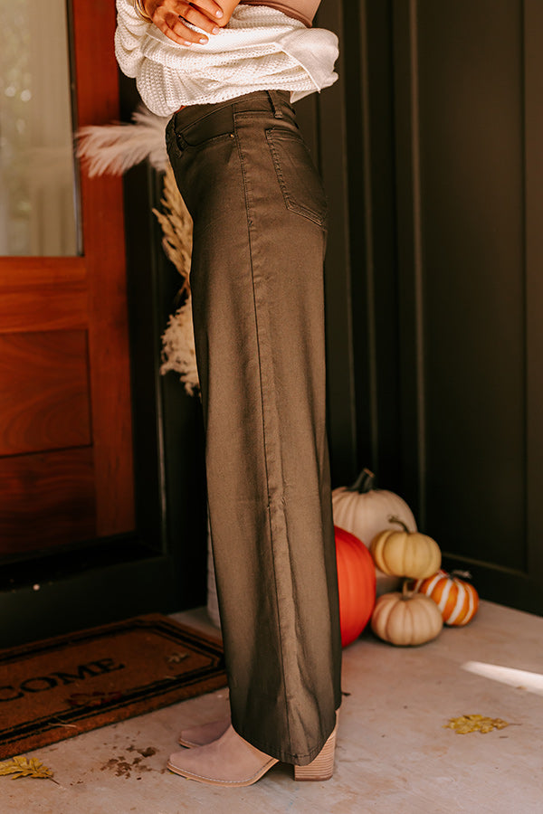 Premium Phoebe High Waist Wide Leg Pants in Deep Forest - Ultimate Comfort & Style