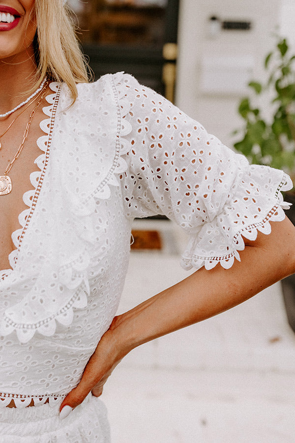 Ultimate Romantic Eyelet Crop Top – Premium Lace-Up Design