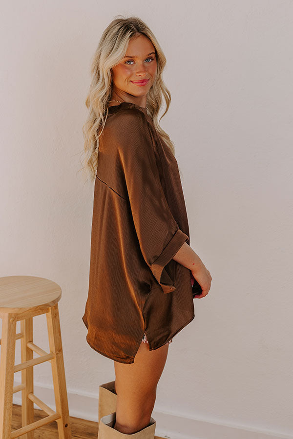 Premium City Lights Satin Top - Ultimate Chestnut Elegance
