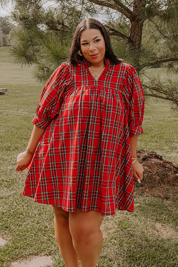 Ultimate Cheerful Energy Plaid Mini Dress - Curves Edition