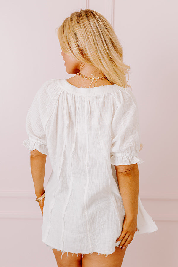 Premium Ocean Breeze Shift Top - White Curves