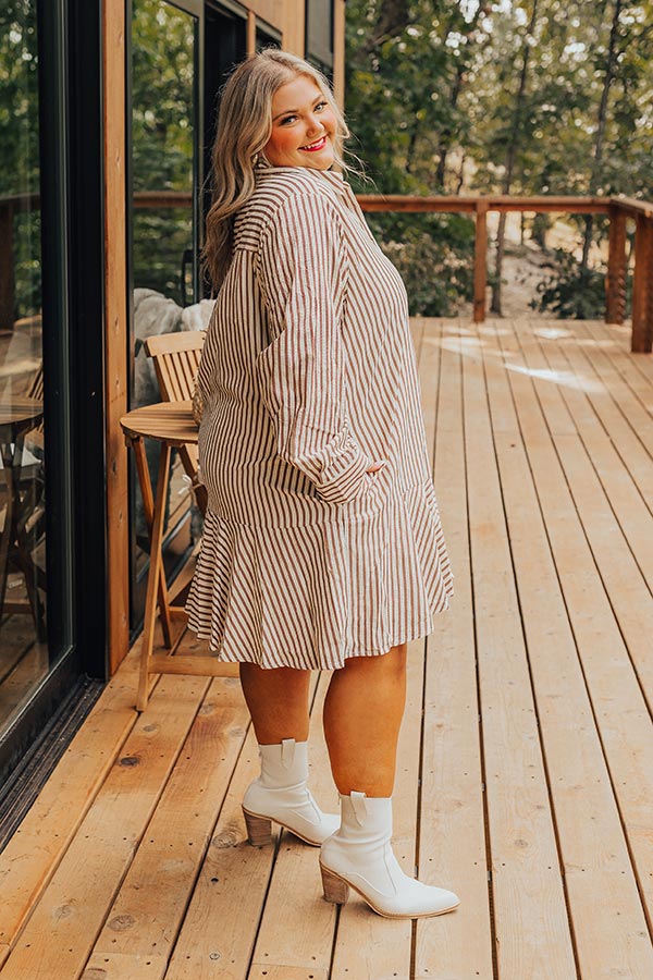 Premium Striped A-Line Mini Dress in Brown | Ultimate Style Upgrade