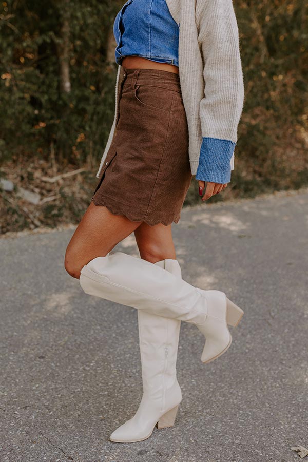 Ultimate Chocolate Sienna High Waist Corduroy Mini Skirt - Premium Style