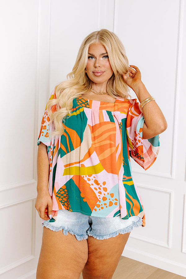 Premium Tropical Vibes Shift Top - Green Curves Edition
