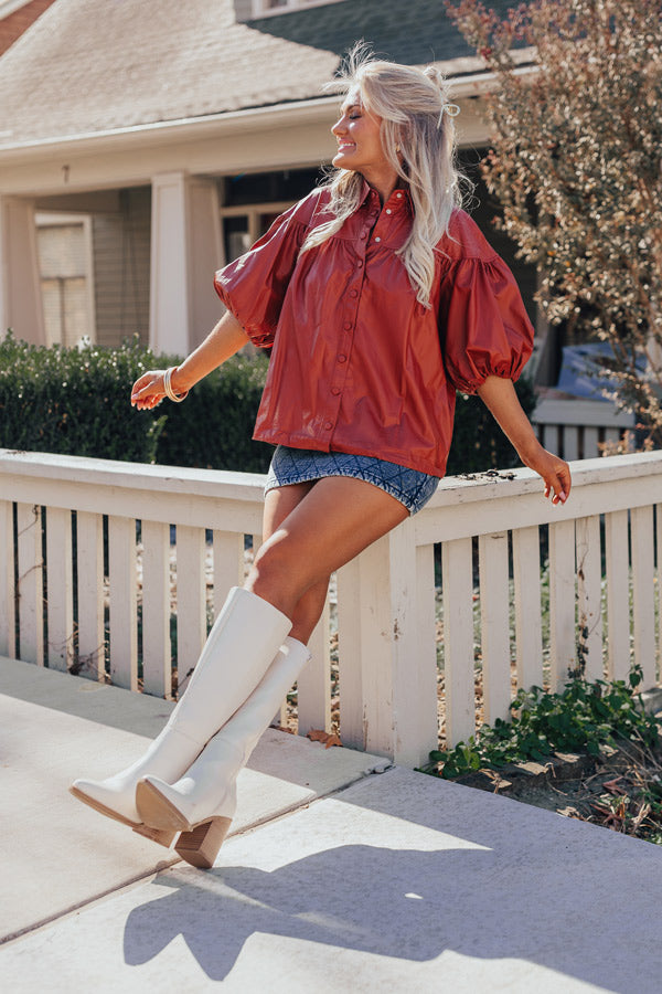Premium Faux Leather Rust Top - Ultimate Style Upgrade